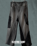 BLACK GRAY DENIM PATCHWORK PANTS