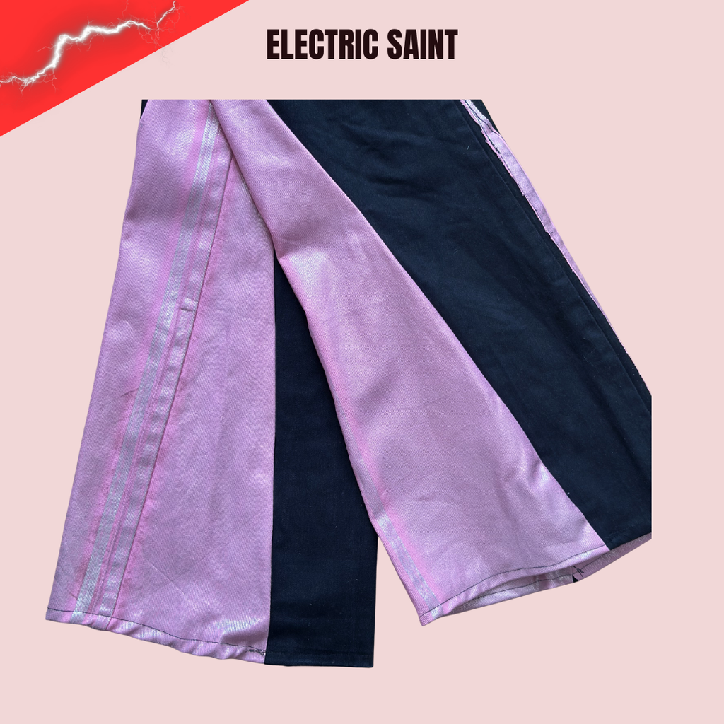 Pink Bell Bottom Jeans – Y2K Iridescent Upcycled Flare Pants