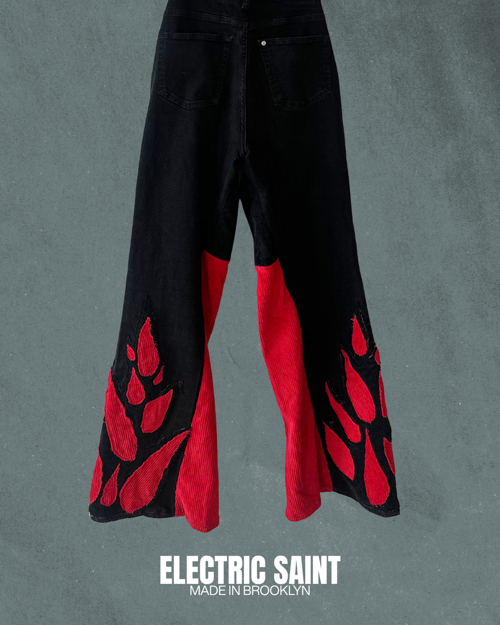 RED FLAMED FLAIR PANTS