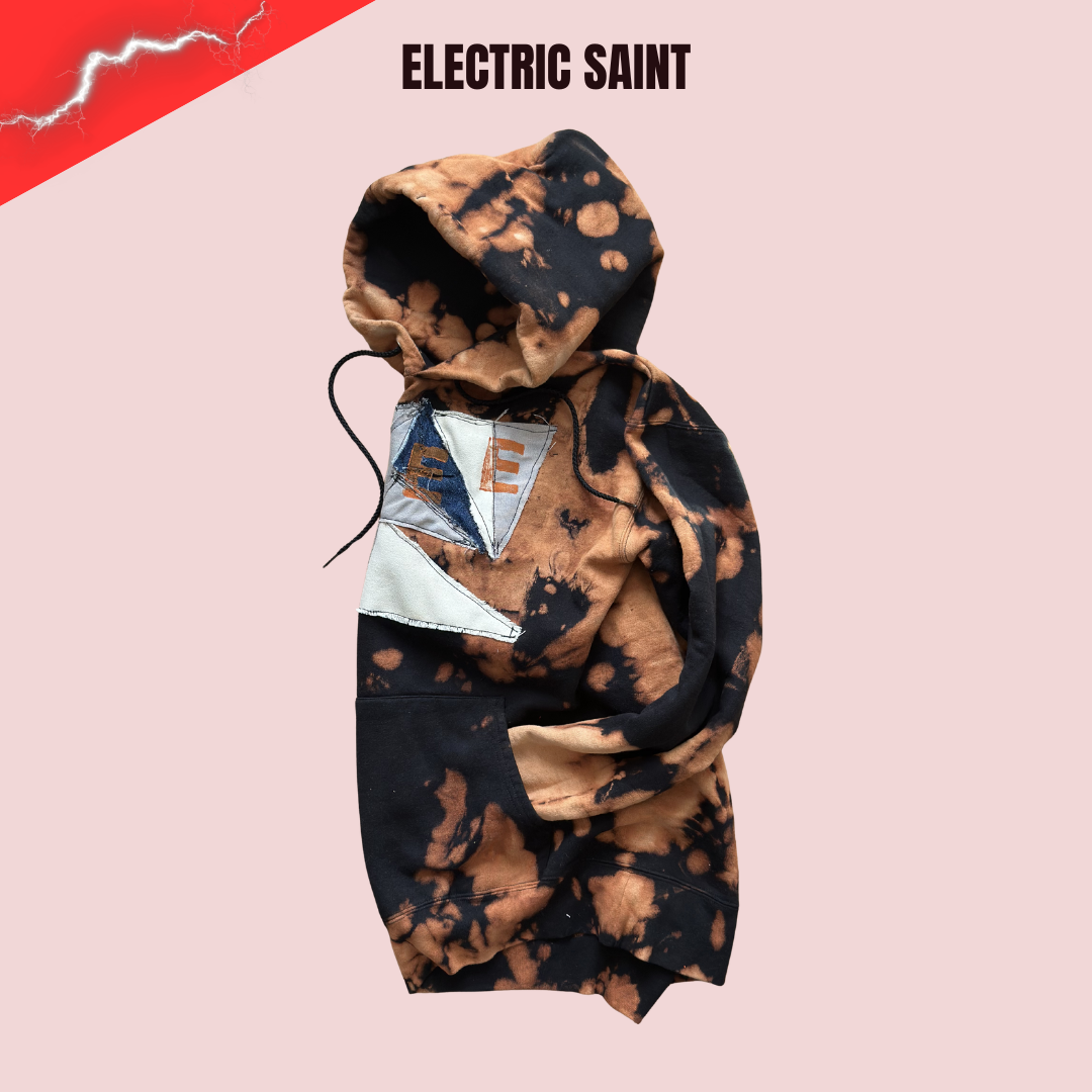 "FREE" Bleached Tie Dye Hoodie – Up Cycled Patchwork Streetwear