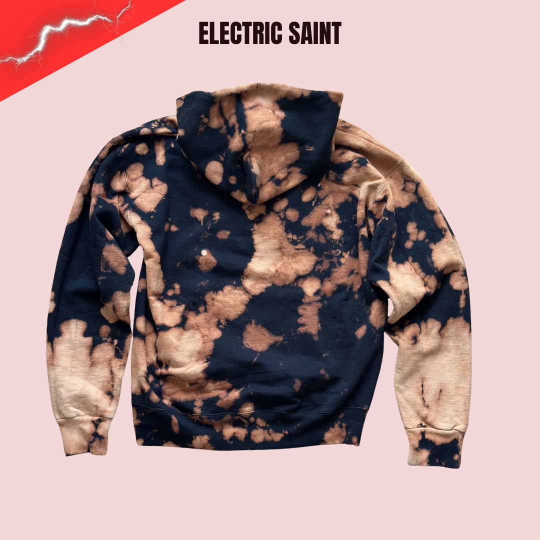 "FREE" Bleached Tie Dye Hoodie – Up Cycled Patchwork Streetwear