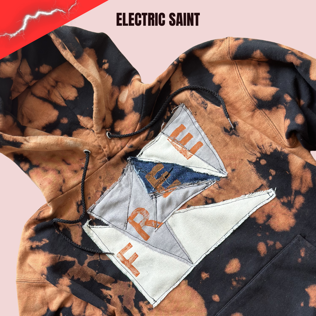 "FREE" Bleached Tie Dye Hoodie – Up Cycled Patchwork Streetwear