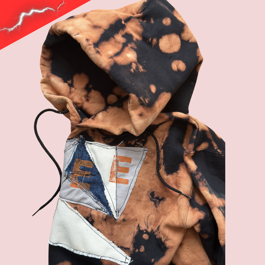 "FREE" Bleached Tie Dye Hoodie – Up Cycled Patchwork Streetwear